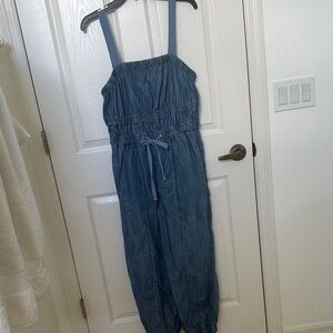 Elan Denim Blue Jumpsuit with Drawstring Waist